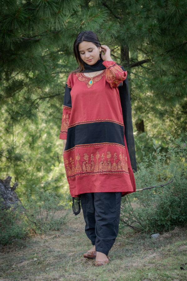 Red and Black Kashmiri Suit